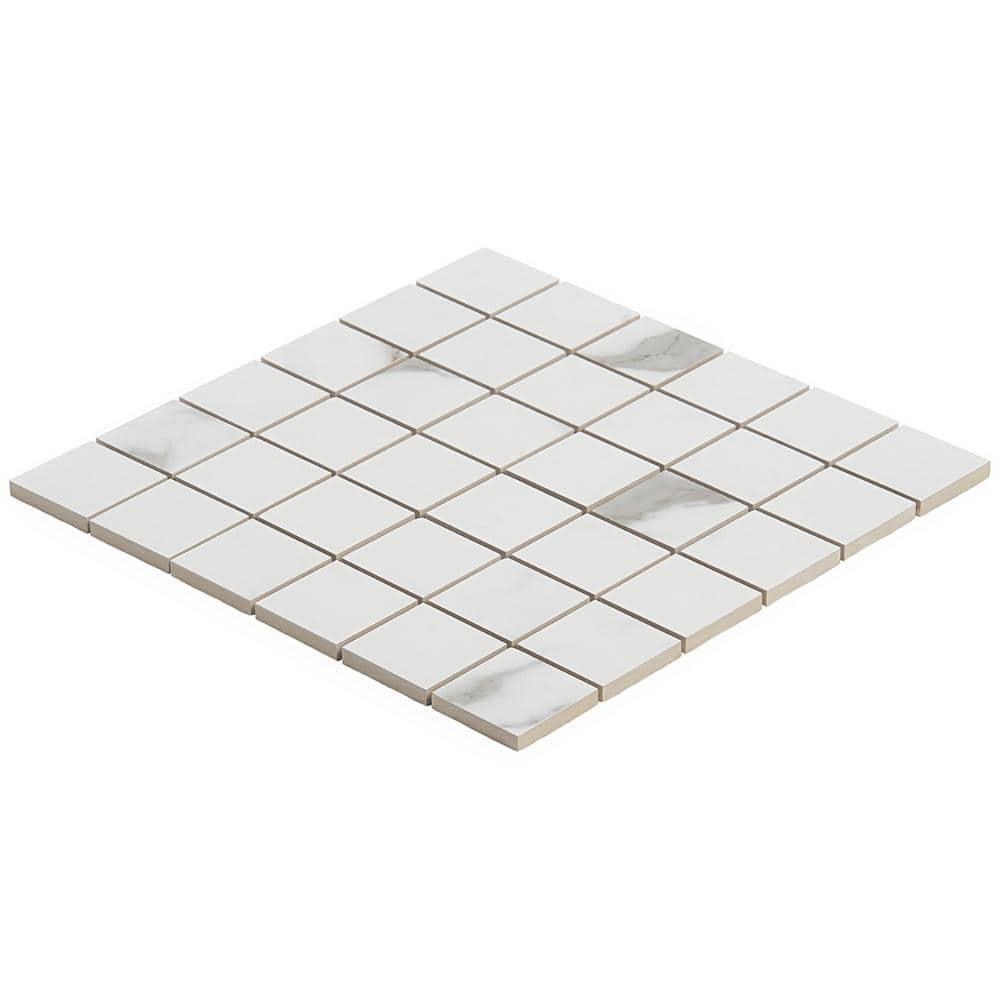 Saroshi Statuario Valley 11.81 in. x 11.81 in. Matte Porcelain Floor and Wall Mosaic Tile (0.96 sq. ft./Each)