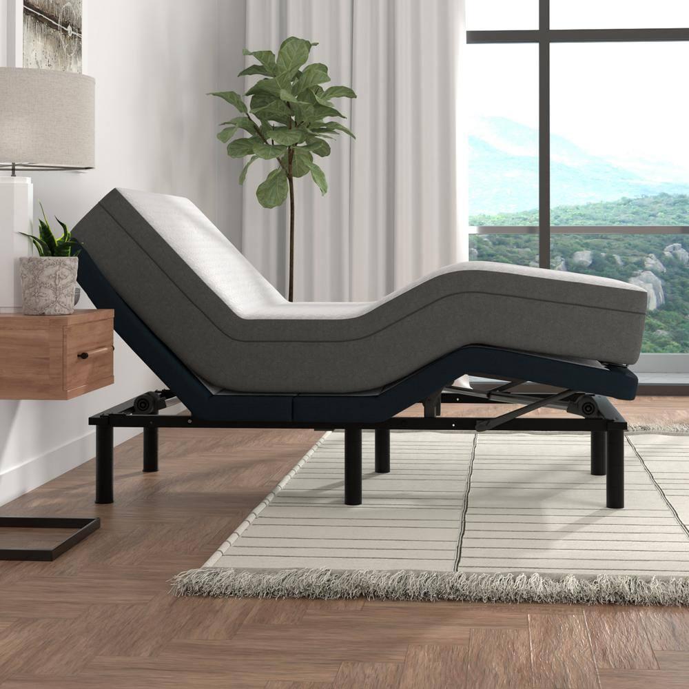 Blissful Nights e3 Twin XL Adjustable Bed Base Frame with 10" Medium Firm Gel Infused Memory Foam Mattress