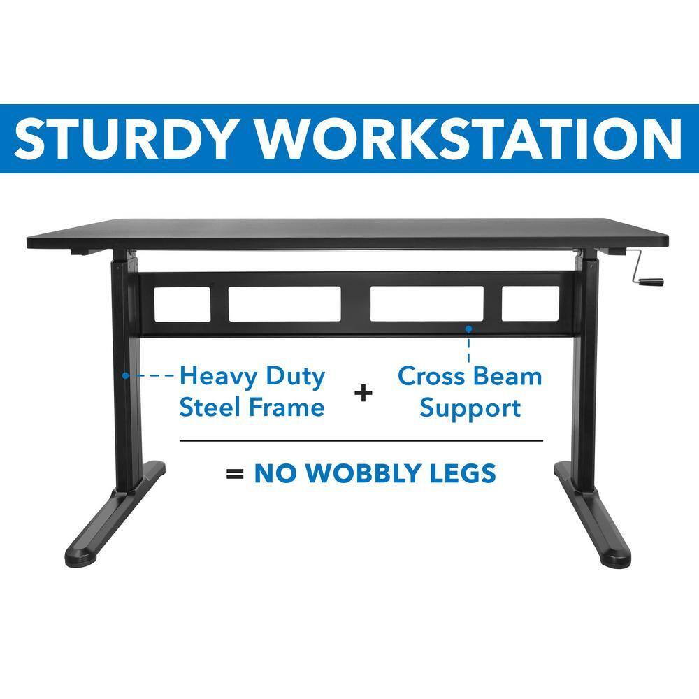 Mount-it Mount-It! Height Adjustable Hand Crank Sit-Stand Desk, Frame and Tabletop Included, 88 Lbs. Capacity