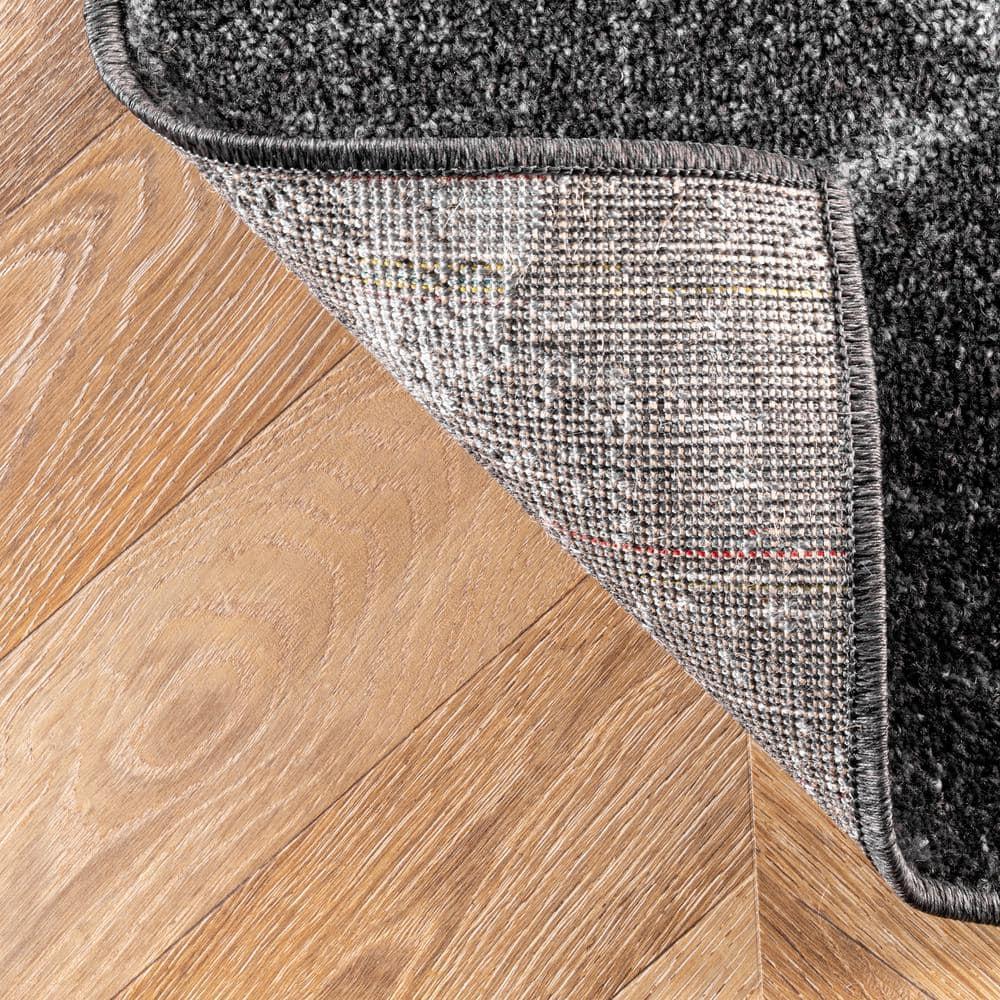 Nuloom 4 Square Thigpen Contemporary Indoor Area Rug, Charcoal, Abstract Lines, Non-Slip Backing, Stain Resistant, Bedroom Living Room, Kitchen