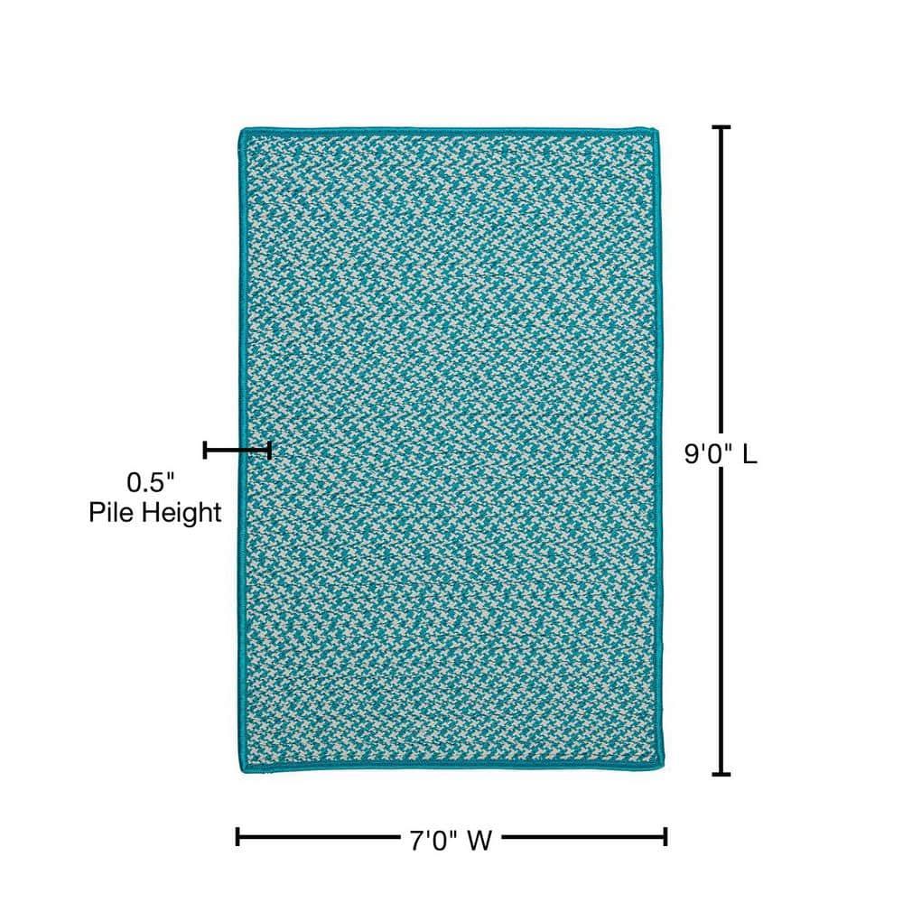 Outdoor Houndstooth Tweed - Turquoise 7'x9'