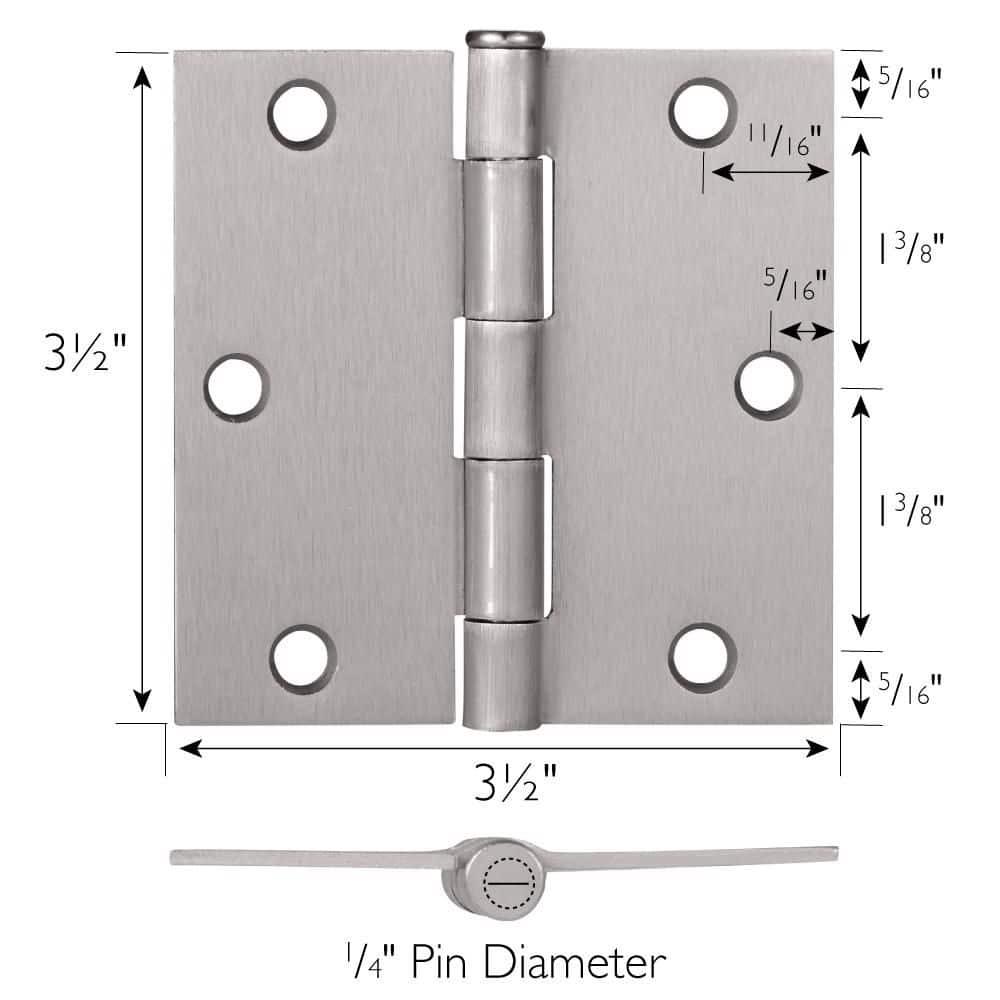 Design House 3.5" H x 3.5" W Butt Bearing Door Hinges (Set of 3)