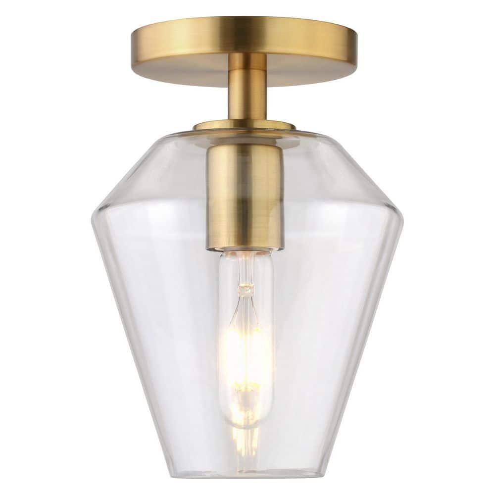 Evelyn&Zoe 7" Gold Semi Flush Mount