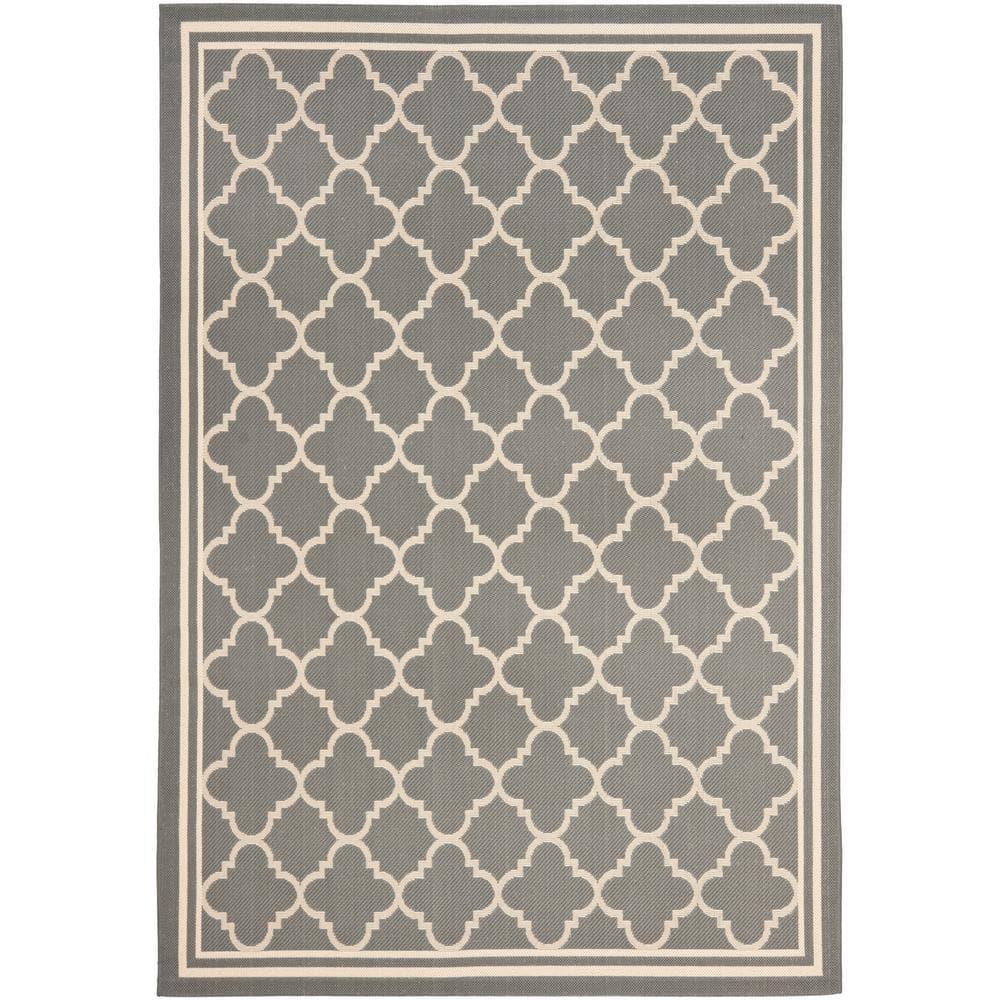 Courtyard CY6918 Power Loomed Indoor/Outdoor Area Rug - Anthracite/Beige - 8'x11' - Safavieh.