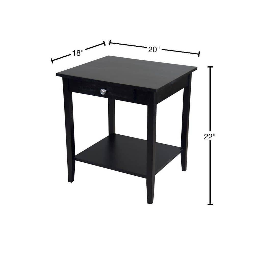 Casual Contemporary Living 2-Tier Solid Acacia End Table with Drawer - Black