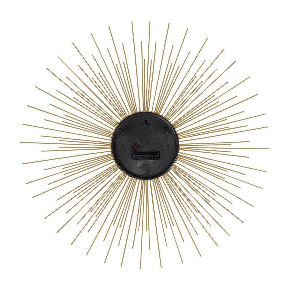 DecMode 19" Gold Metal Starburst Wall Clock with Black Accents