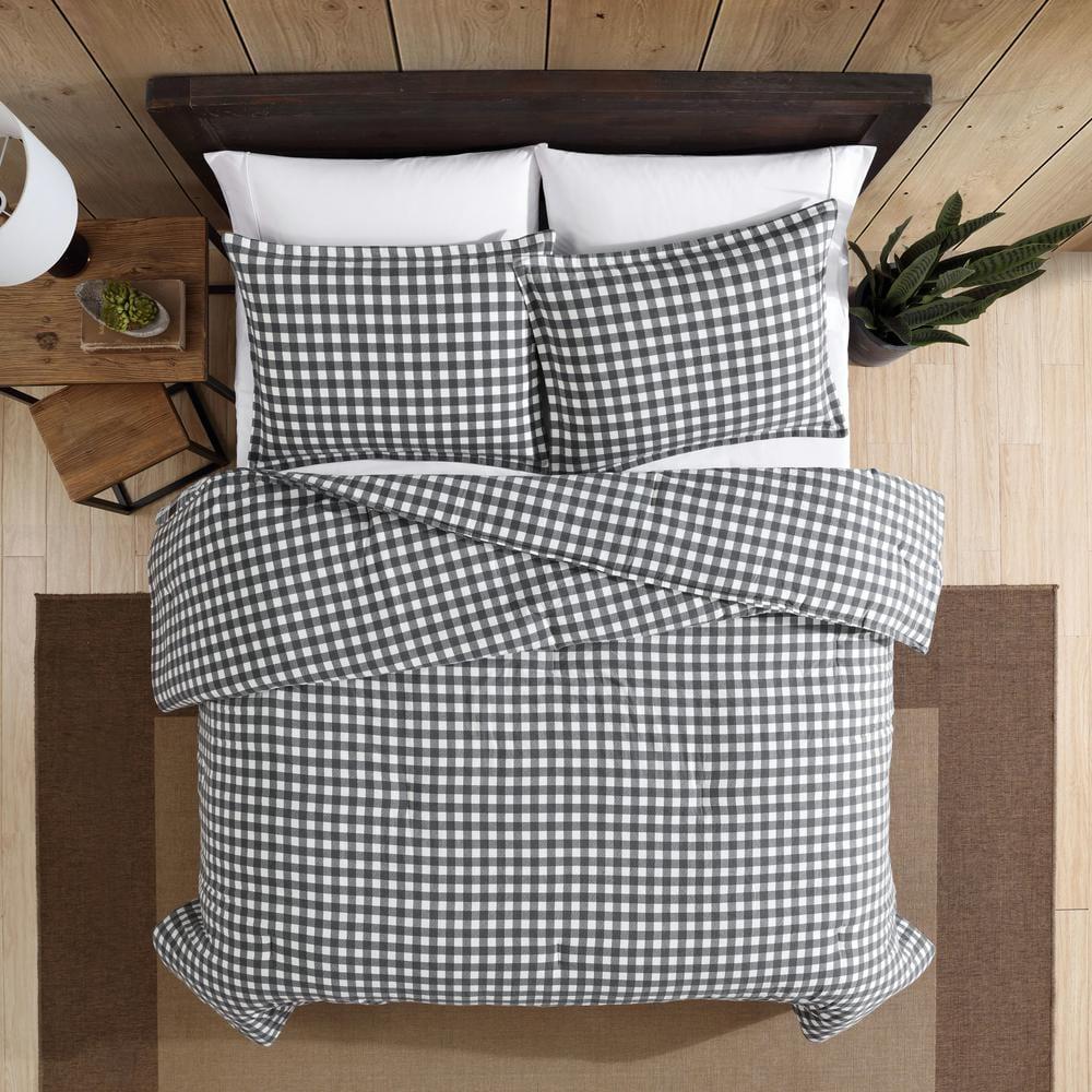 Eddie Bauer Eddie Bauer Preston Grey Cotton Flannel Reversible Comforter Set