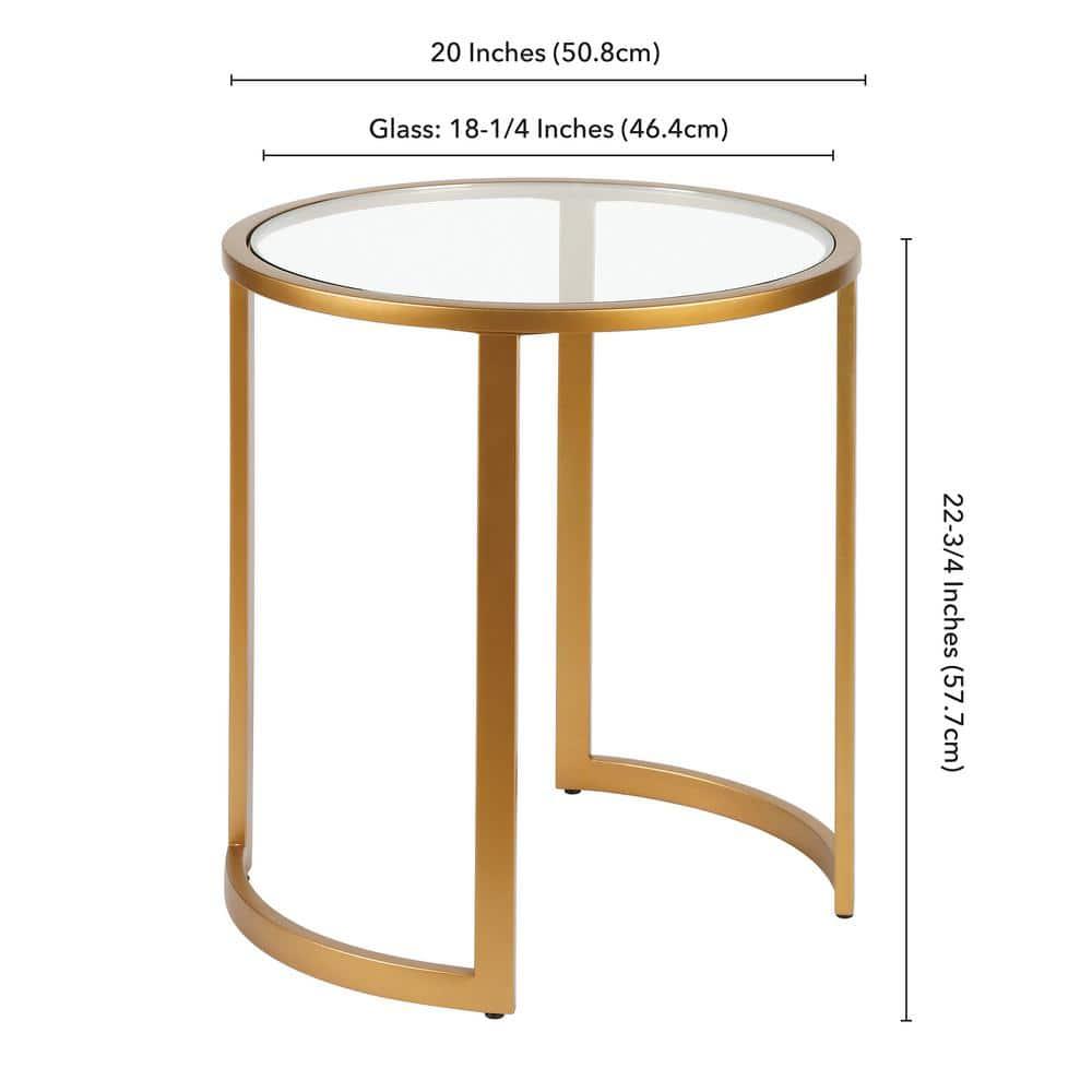 Evelyn&Zoe Mitera 20" Wide Round Side Table, Brass