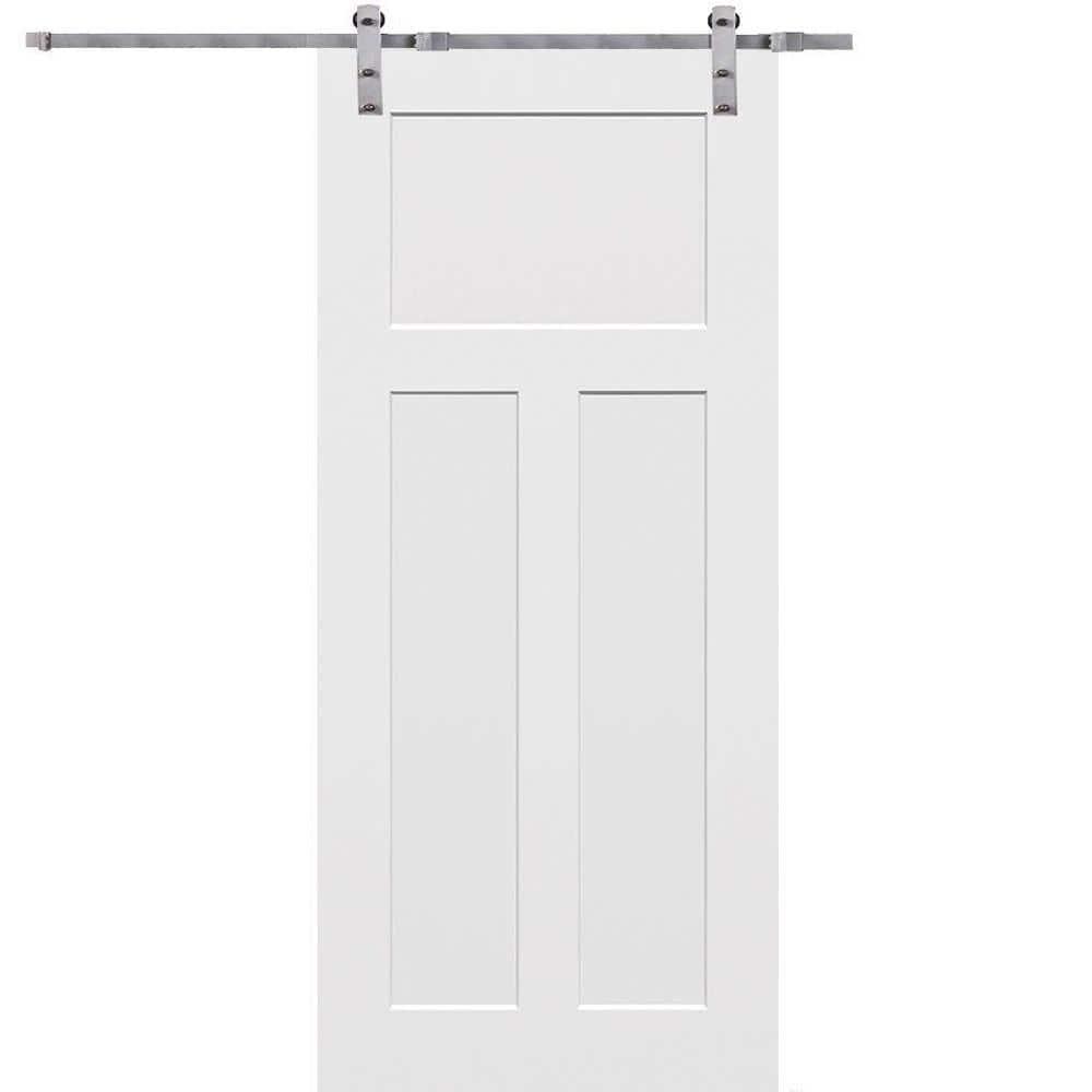 MMI DOOR Door Hinge 80'' Solid + Manufactured Wood Paneled with Installation Hardware Kit Barn Door