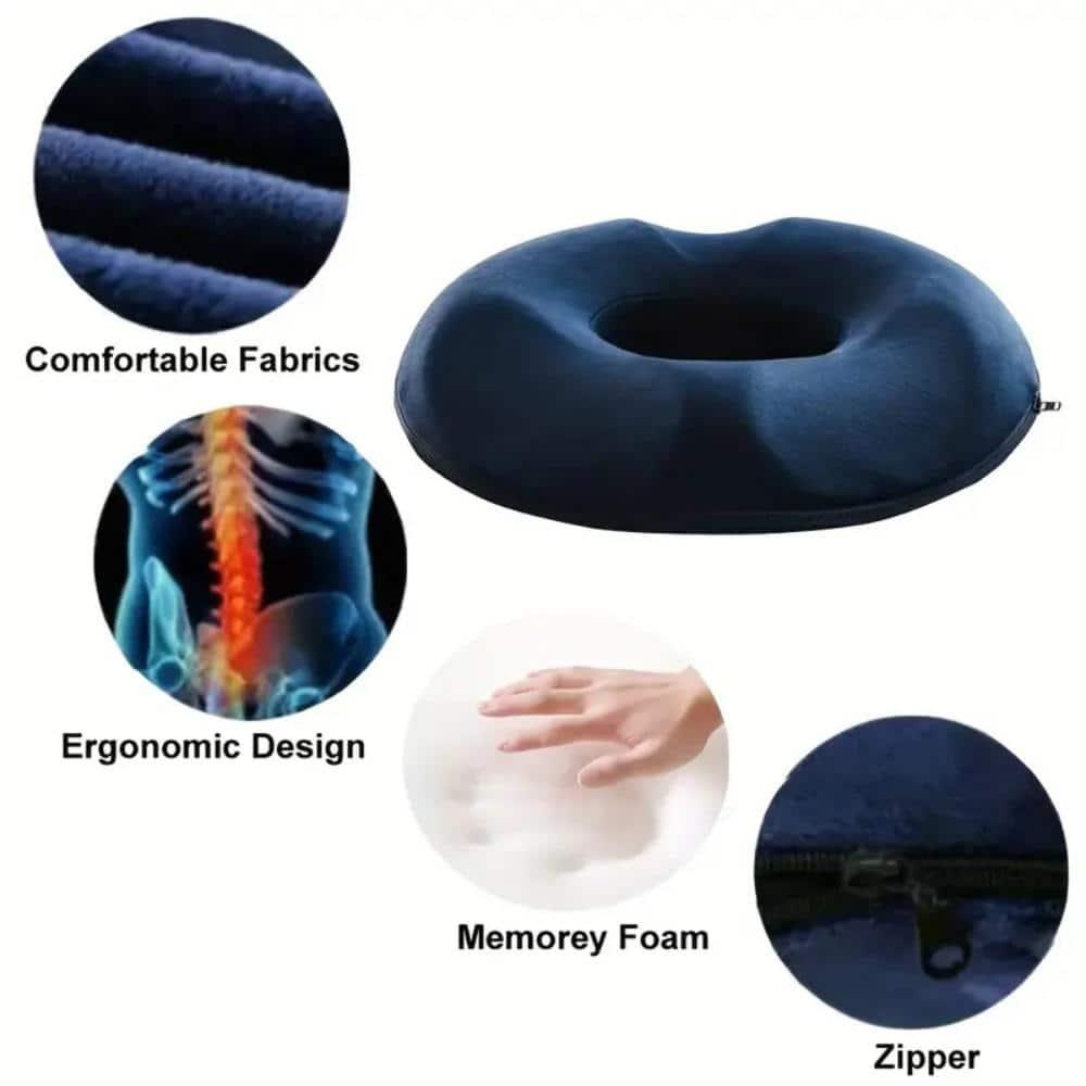 Blue Ergonomic Memory Foam Donut Seat Cushion Pillow