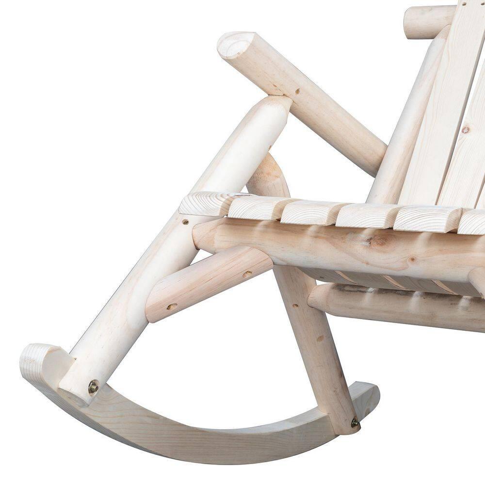 Costway Log Rocking Chair Wood Single Porch Rocker Lounge Patio Deck Furniture Natural