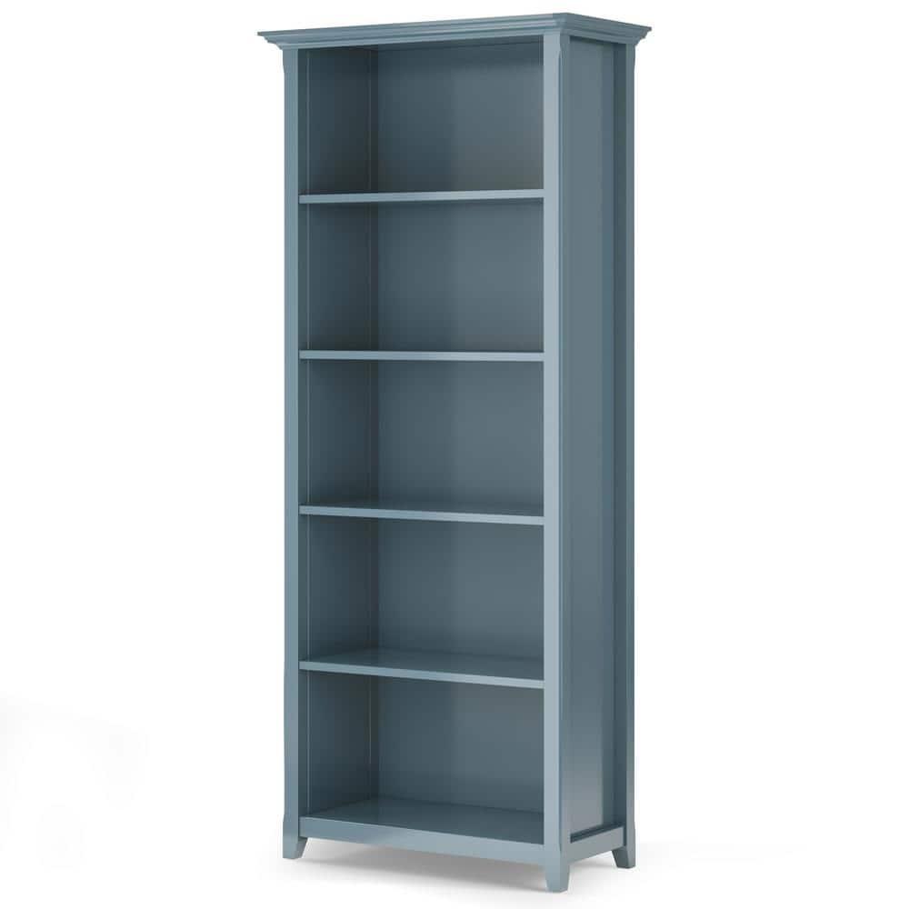Simpli Home Amherst 30"W Solid Wood 5 Shelf Bookcase with Adjustable Shelves
