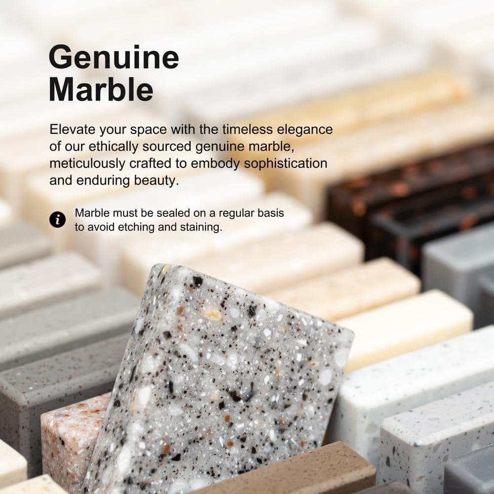 Florence Brown Cherry 3-Drawer Nightstand with Genuine Marble Top