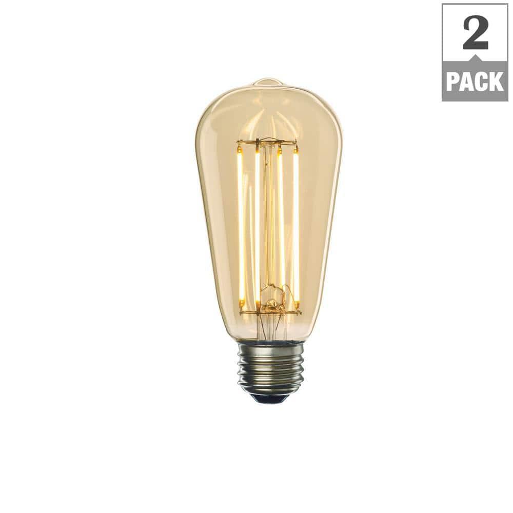 Bulbrite Industries 861410 60 Watt Equivalent, ST18 LED, Antique Dimmable Light Bulb, (2200K) E26/Medium (Standard) Base (Set of 2)