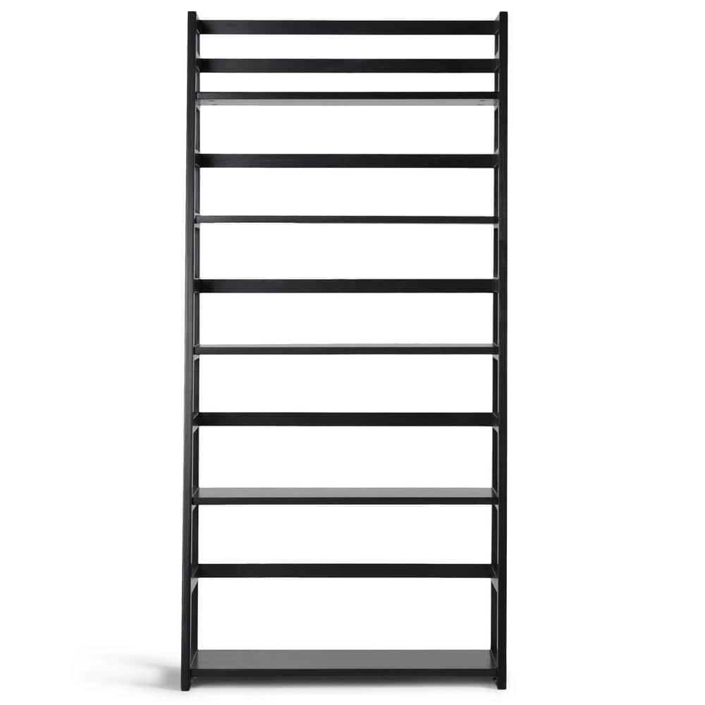 Simpli Home Acadian 30"W Solid Wood 5 Shelf Ladder Bookcase with Open Shelves