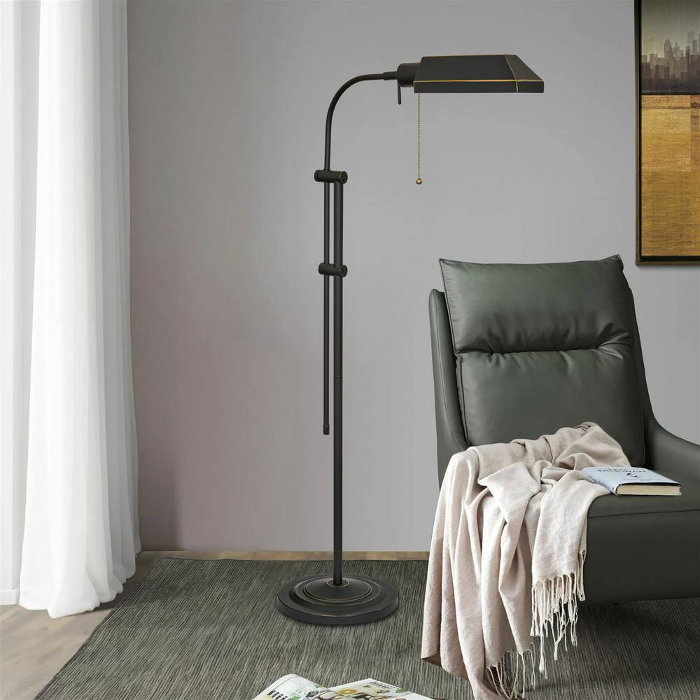 GOURE Prescott 58" Modern Industrial Adjustable Standing Pharmacy Floor Lamp, Dark Bronze Finish, Includes 6W LED Bulb (60W eq.) Energy Efficient, Eco-Friendly, Pivot Head for Hobby/Precise Task