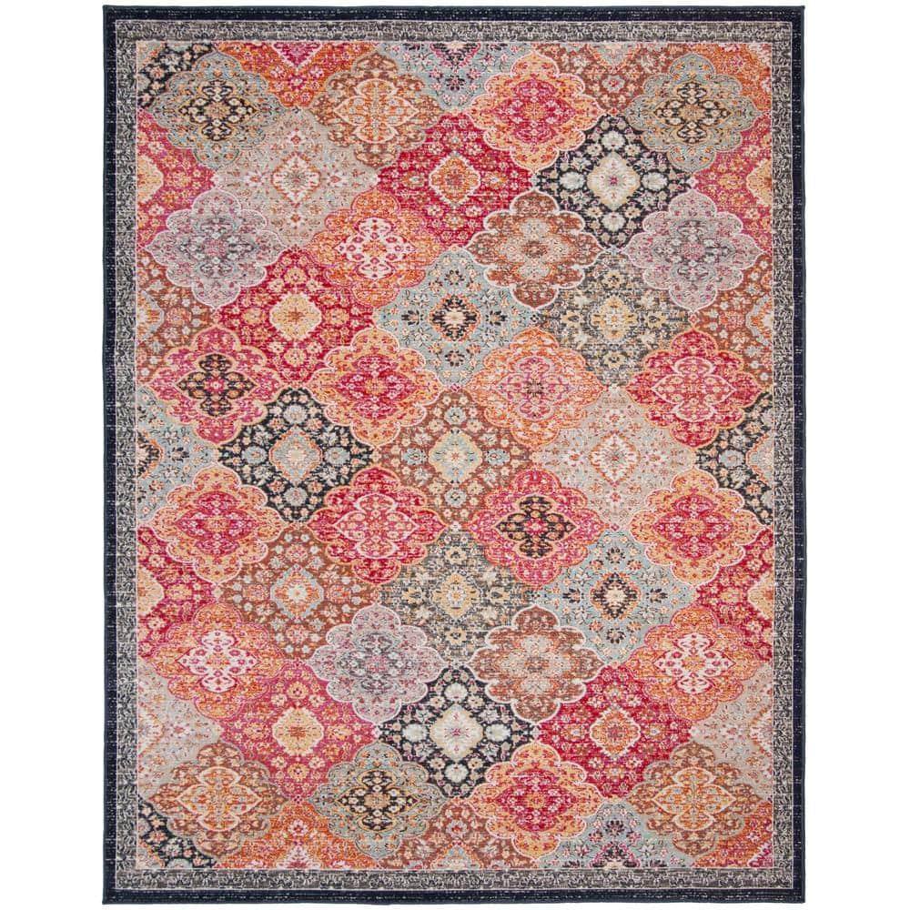 Montage MTG281 Power Loomed Indoor/Outdoor Area Rug - Red/Aqua - 8'x10' - Safavieh
