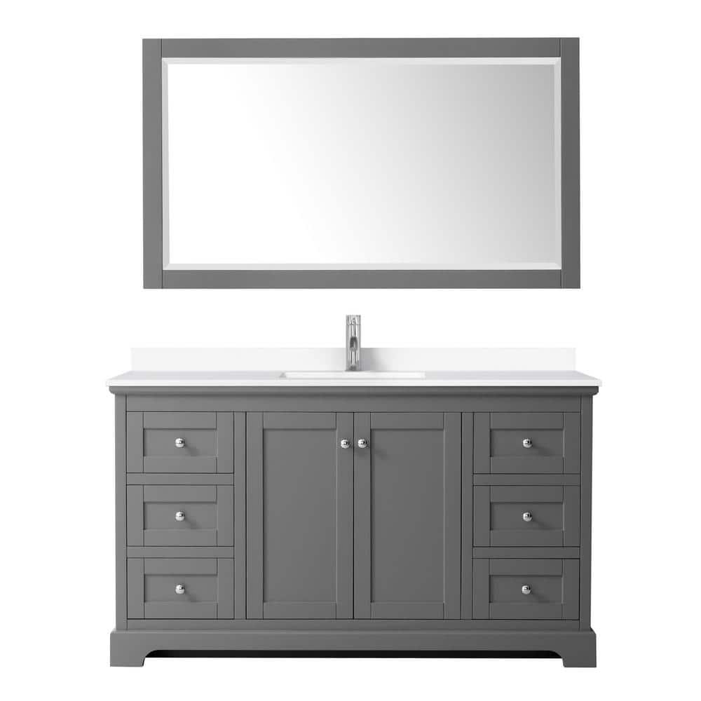 Wyndham Collection Avery 60'' Single Bathroom Vanity with Marble Top with Mirror