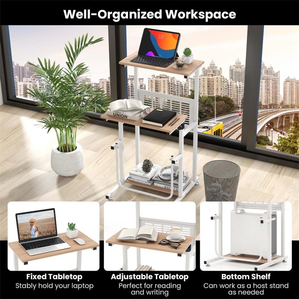 Costway Stand Up Desk Height Adjustable Sit Stand Computer Workstation Standing Desk
