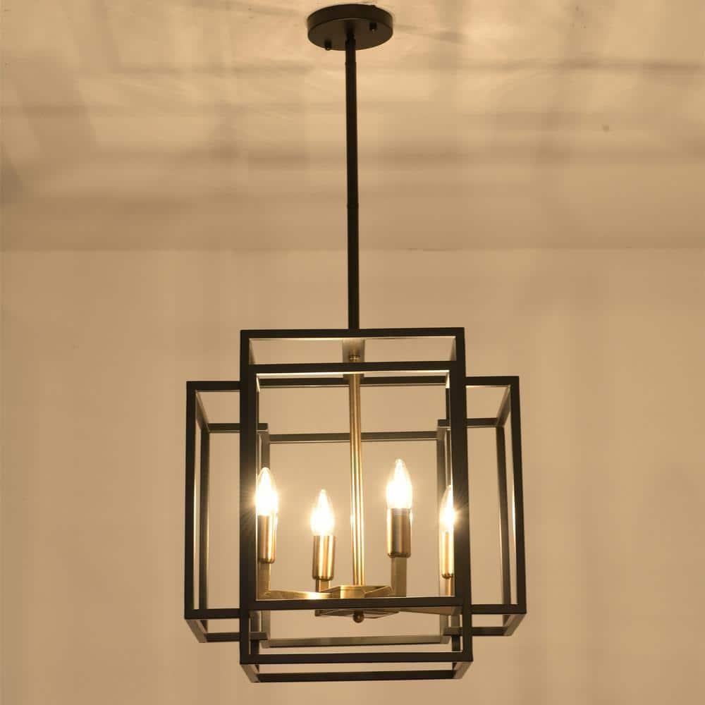 LovingAHome 4-Light Metal Lantern Tiered Pendant Lighting Fixtures Industrial Farmhouse Chandeliers