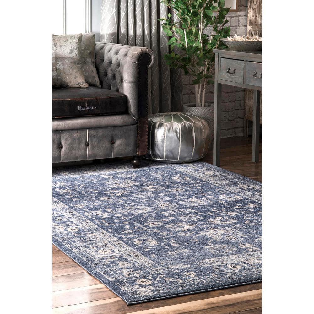 Nuloom Florid Emma Floral 4x6 Indoor Area Rug for Living Room Bedroom Dining Room Kitchen, Blue/Ivory