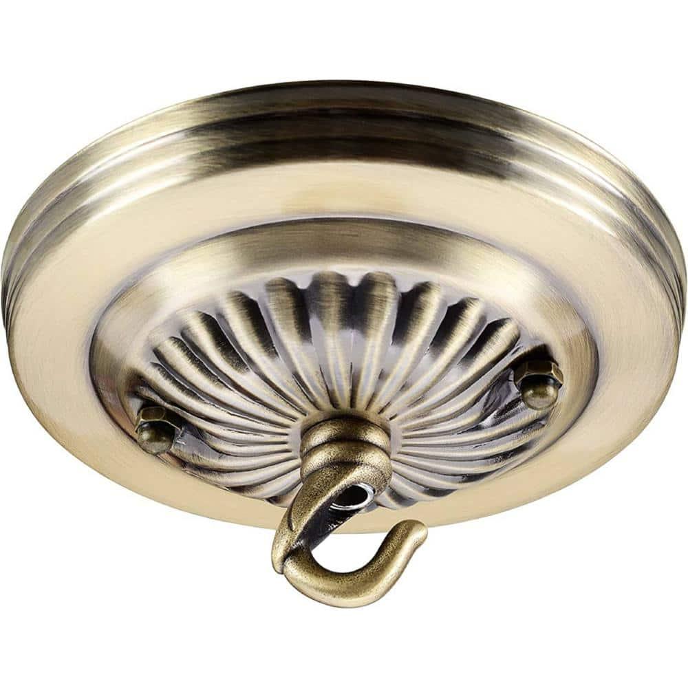 Aspen Creative 21514-21 Canopy Kit, 5"D with Hook, 7/16" Center Hole, Antique Brass