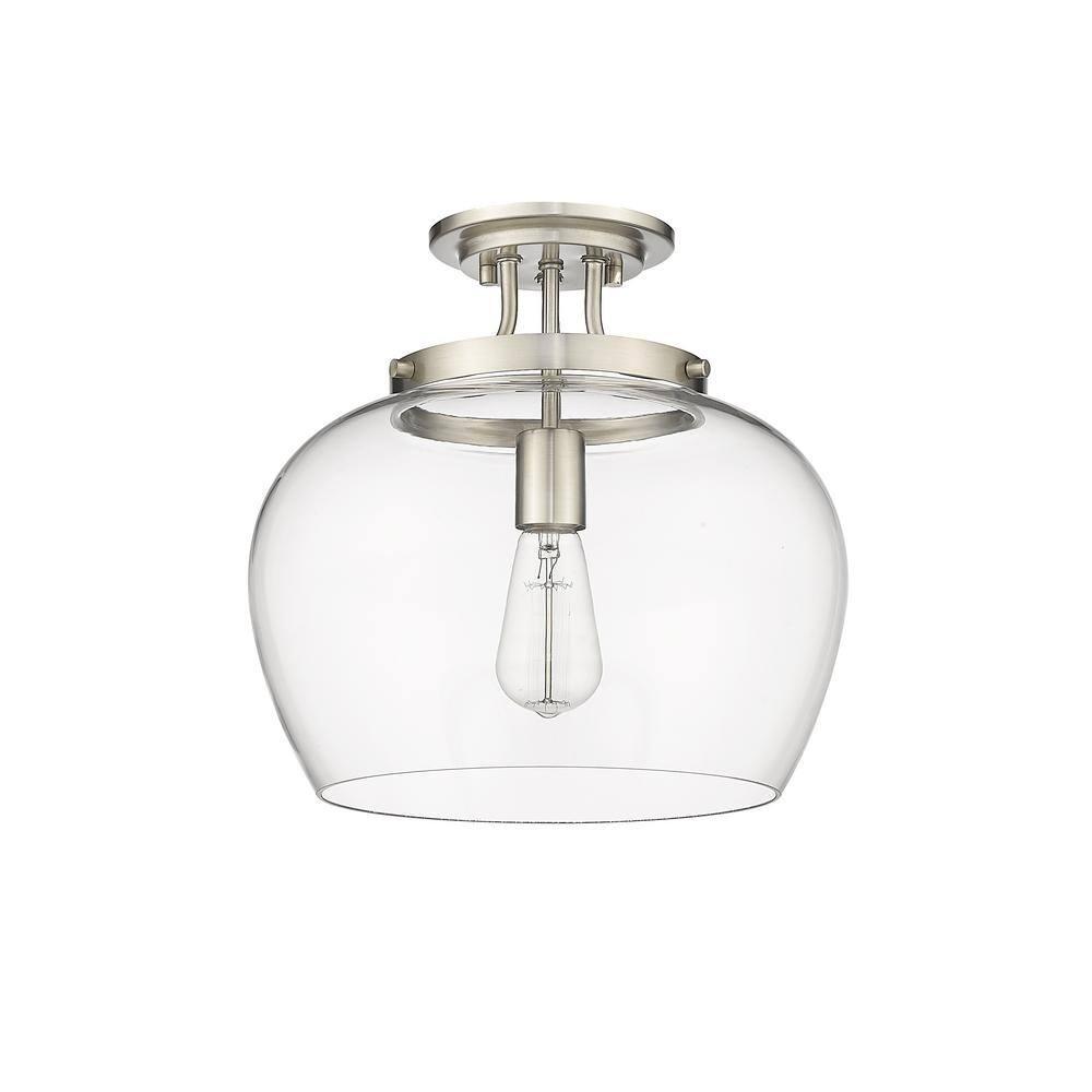 Joliet 13" Brushed Nickel Semi-Flush Mount with Bordeaux Glass Shade