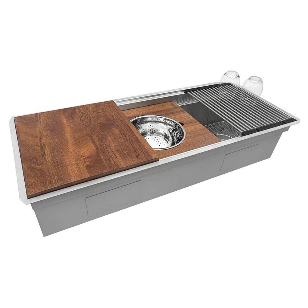 Ruvati RVH8333 Ruvati 45-inch Workstation Two-Tiered Ledge Kitchen Sink Undermount 16 Gauge Stainless Steel