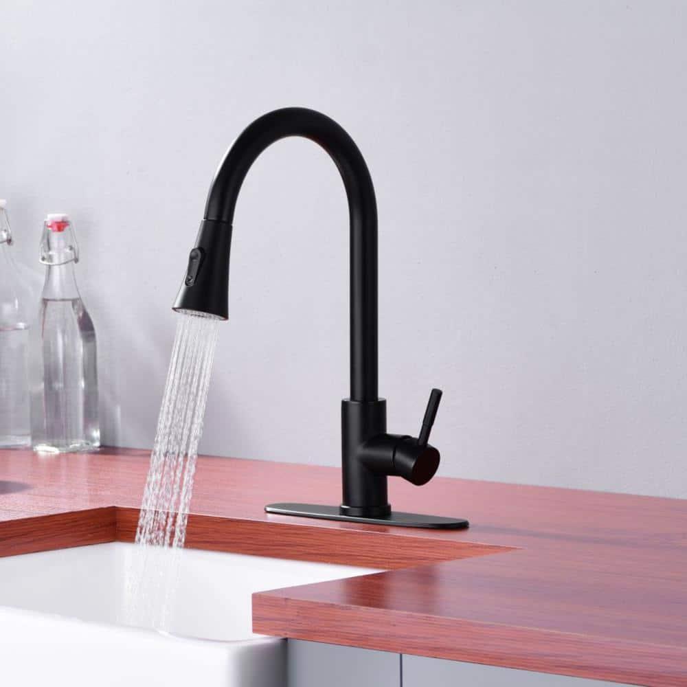 Matte Black Kitchen Faucets with Pull Down Sprayer, Kitchen Sink Faucet with Pull Out Sprayer - Effortlessly Achieve Efficient Kitchen Cleaning