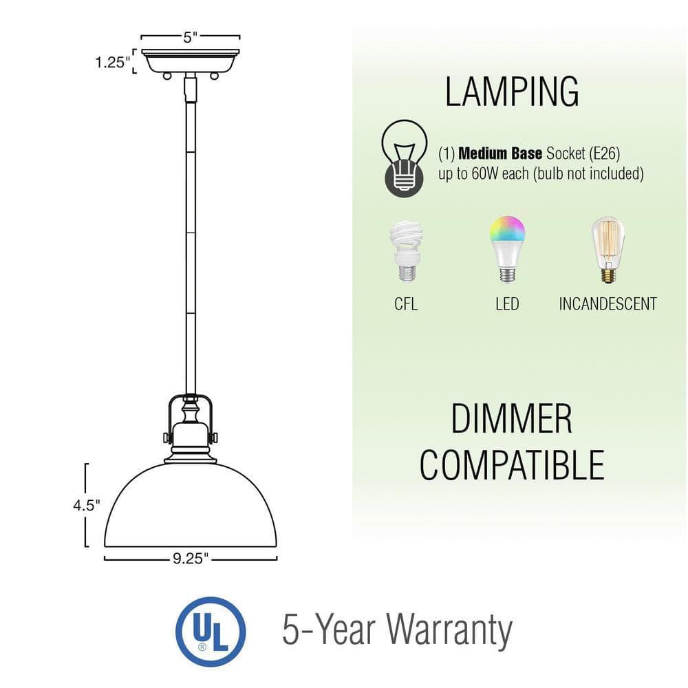 Kira Home Belle 9" Contemporary Industrial Pendant Light, Adjustable Length + Shade Swivel Joint, Oil-Rubbed Bronze