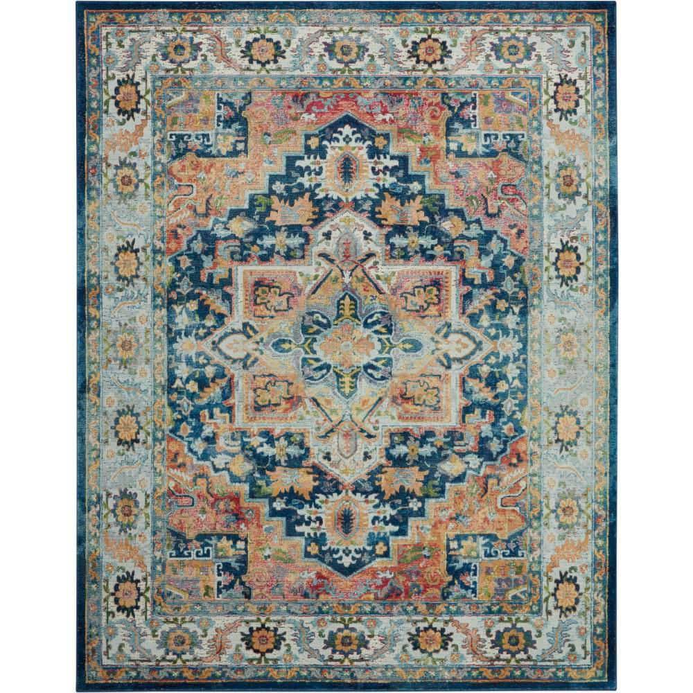 Nourison Global Vintage Center Medallion Indoor Area Rug Blue/Multicolor 7'10" x 9'10"
