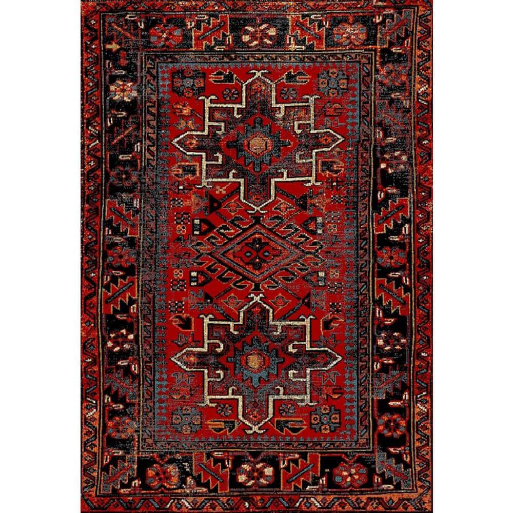 Vintage Hamadan VTH229 Power Loomed Area Rug - Red/Black - 4'x6' - Safavieh.