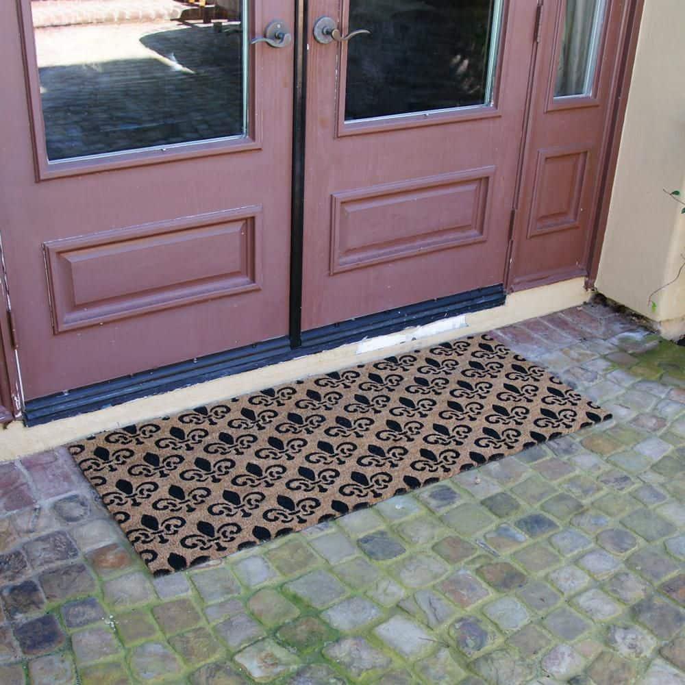 Coir Double Wide Black and Brown Outdoor Door Mats Set