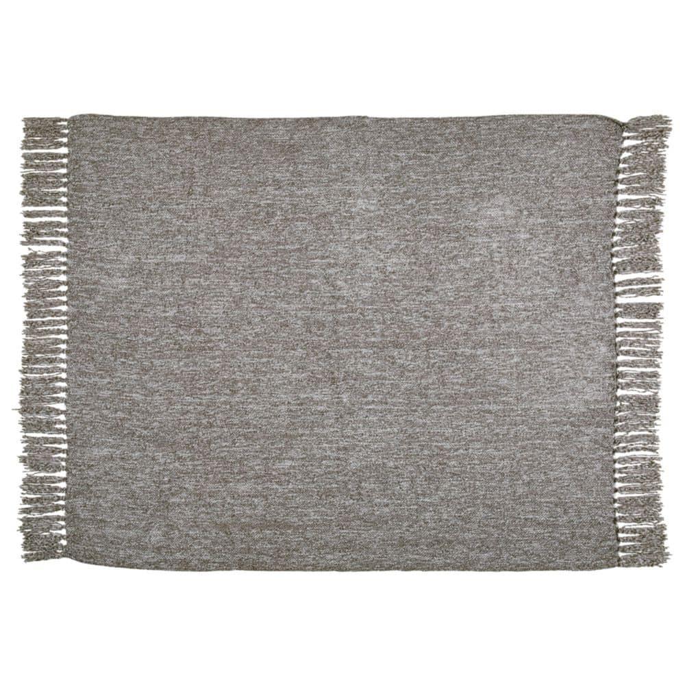 Tamish Gray Knotted Fringe Polyester Throw Blanket Set of 3