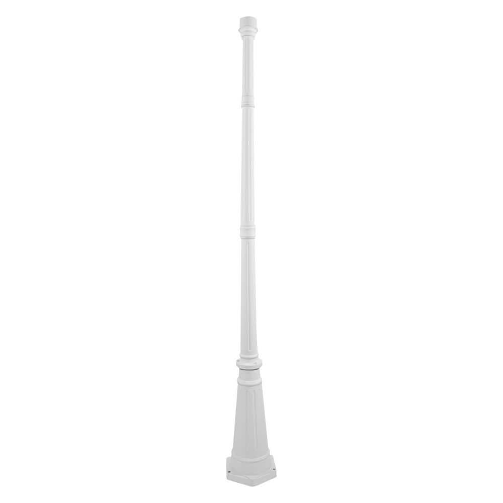 Gama Sonic Decorative Outdoor Lamp Post for Solar Lights, White Cast Aluminum, 3" Fitter Mount, 6.5' Tall, GS-DP55F-WHT