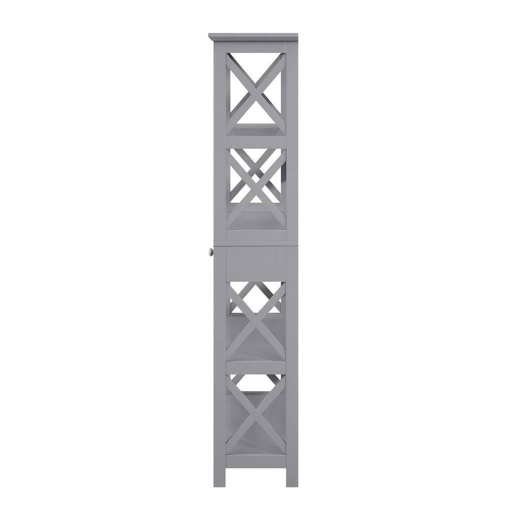 Convenience Concepts Oxford Five-Tier Bookcase with Drawer in Gray Wood Finish
