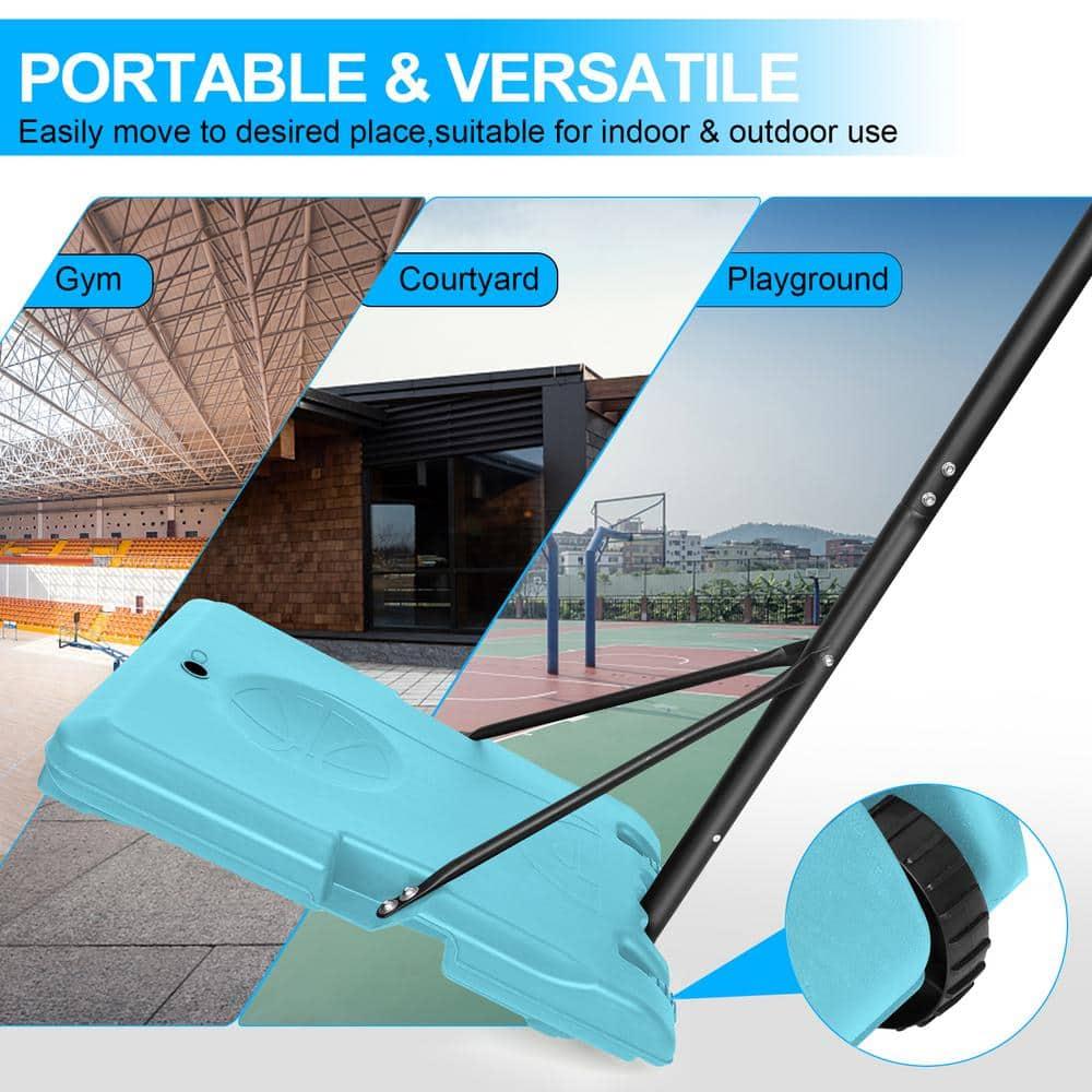 Blue Adjustable Polycarbonate Portable Basketball Goal System