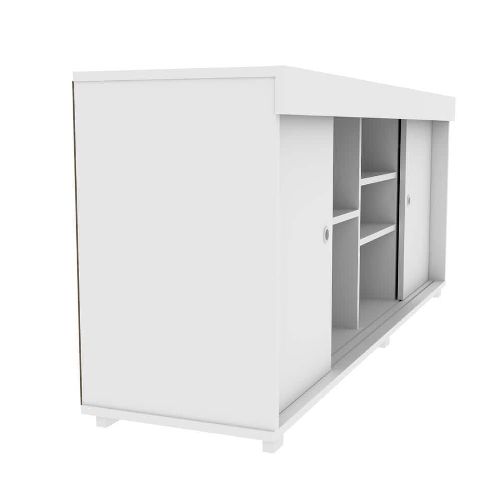 TV Stand for TVs up to 65" with Storage White - Techni Mobili: Modern Console, Open Shelves, Cable Management