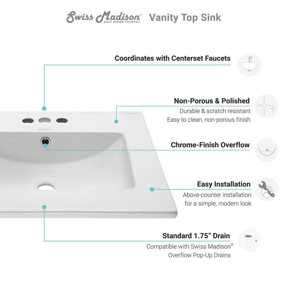 Ceramic 24" Single Bathroom Vanity Top