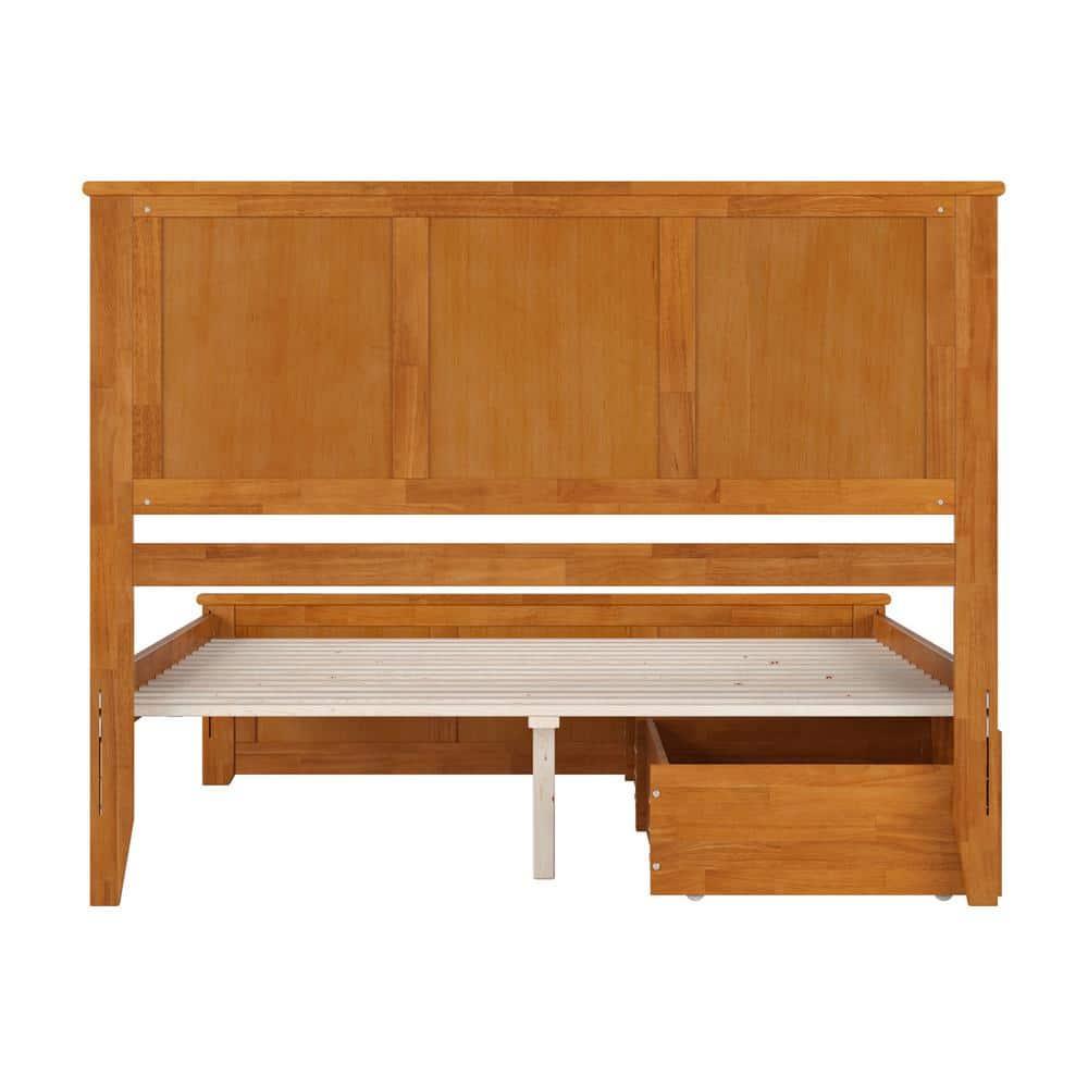 AFI Madison Queen Platform Bed with Matching Footboard and Storage Drawers, Light Toffee