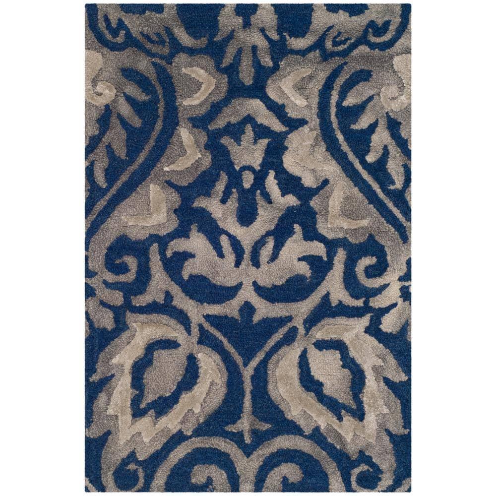 Dip Dye DDY511 Hand Tufted Accent Rug - Navy/Grey - 2'x3' - Safavieh.