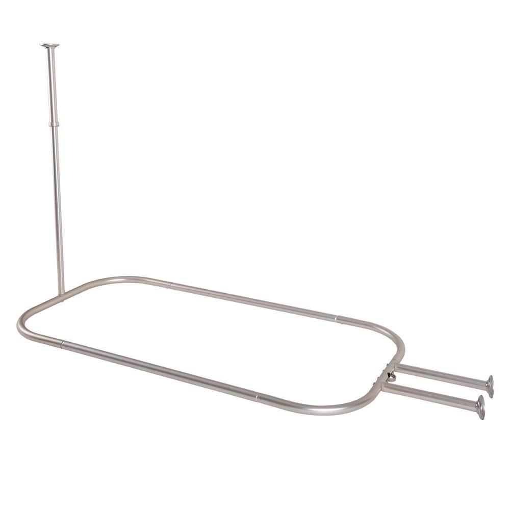 Utopia Alley Rustproof 54" L D-Shaped Fixed Shower Curtain Rod & Hook Set