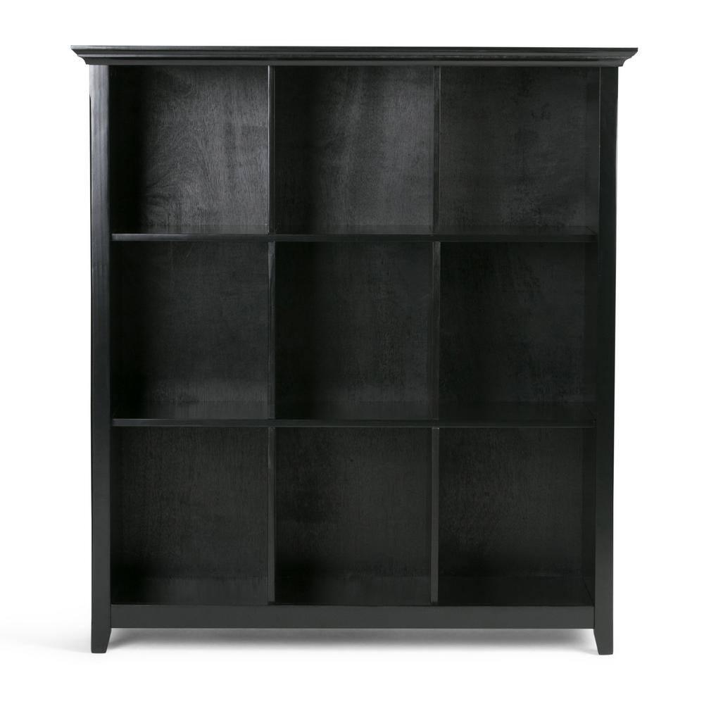 Simpli Home Acadian Wood Transitional 9 Cube Bookcase and Unit in Black