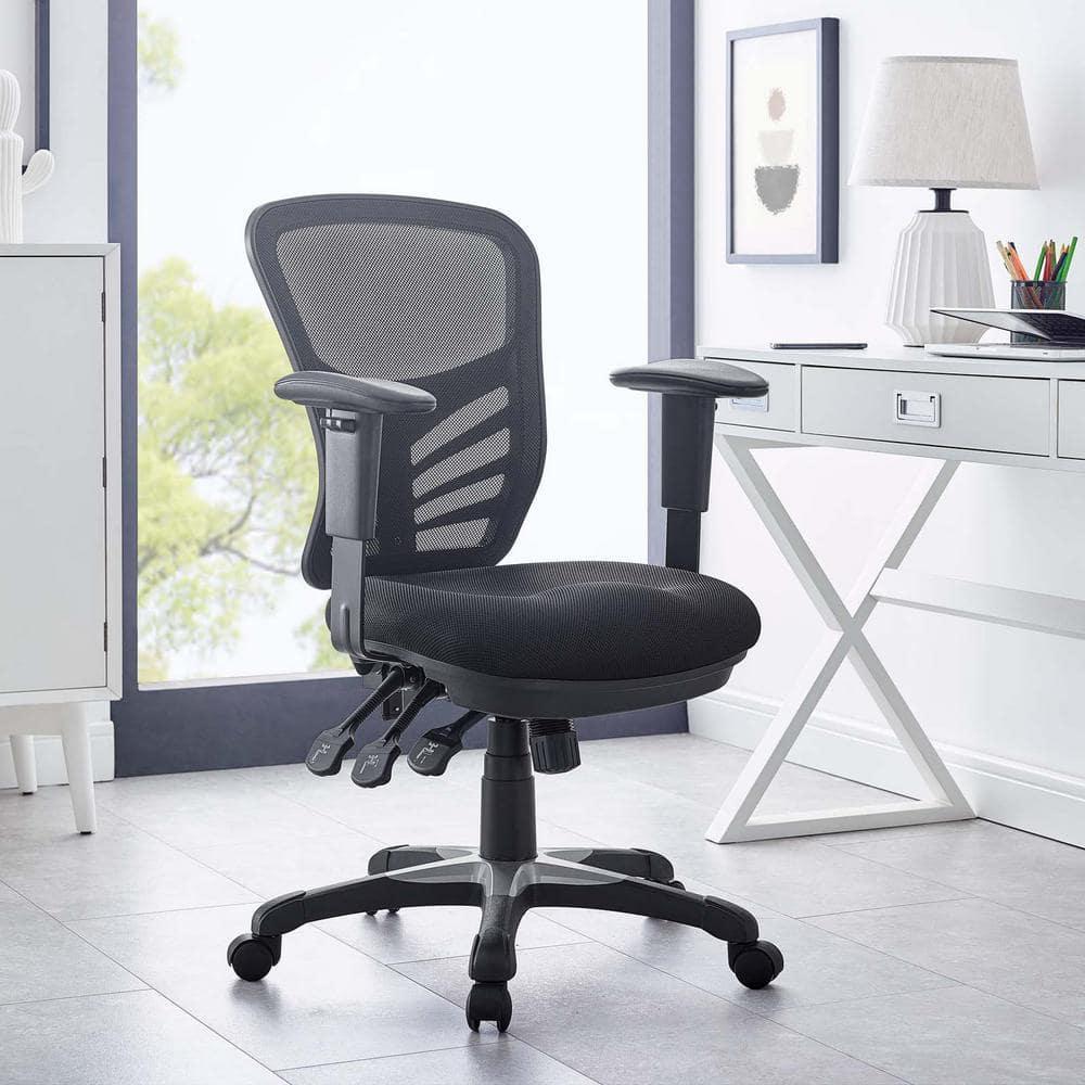 Articulate Mesh Office Chair Midnight Black - Modway: Ergonomic, Adjustable Arms, Swivel Desk Chair