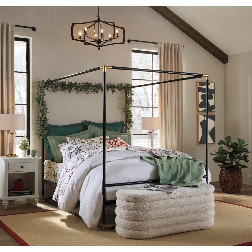 Everly Quinn Boucle Upholstered Storage Bench