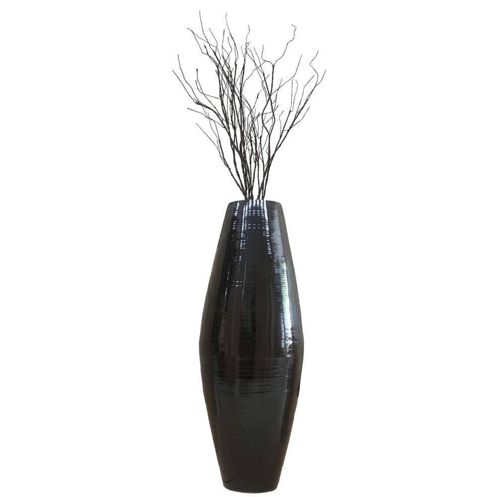 Uniquewise Tall Bamboo Floor Vase Cylinder, for Dining, Living Room, Entryway Decoration, 37 Inch Black