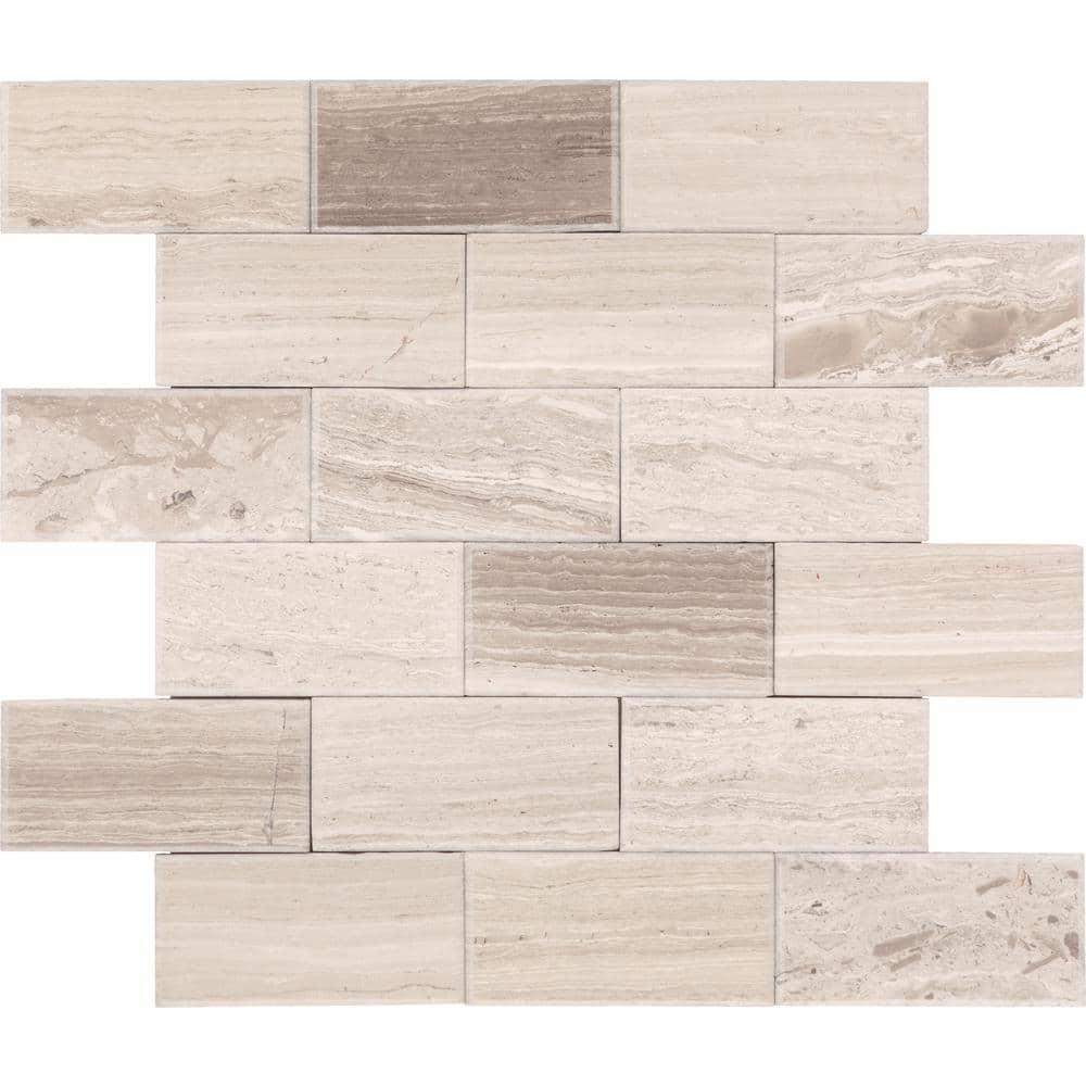 Daltile Simply Stick Mosaix 4'' W x 2'' L Natural Stone Peel and Stick Mosaic Tile