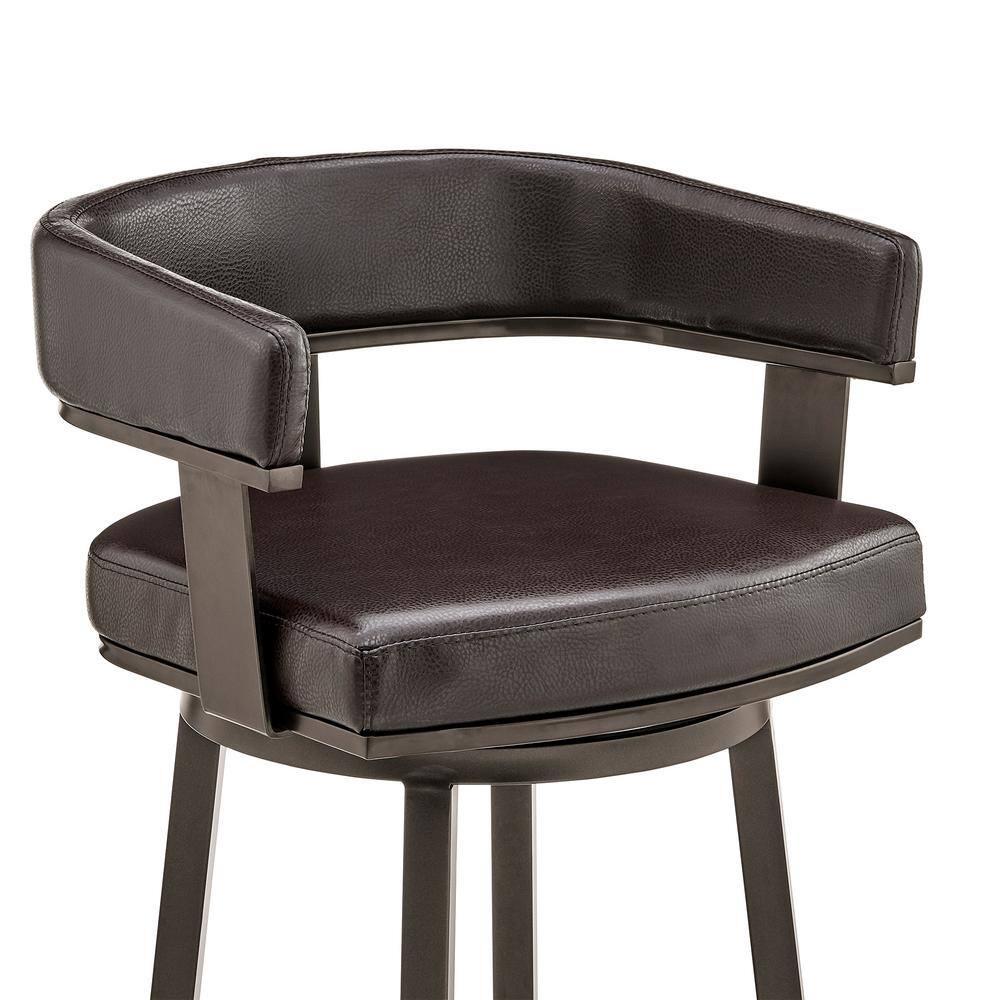 Cohen 26" Counter Height Swivel Bar Stool in Java Silver Finish and Chocolate Faux Leather