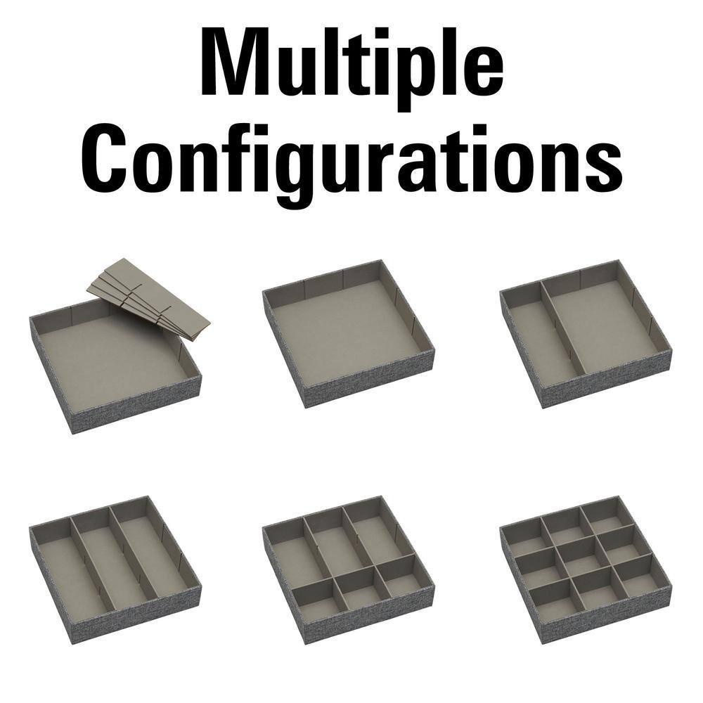 Household Essentials 3pc Drawer Organizer Set Graphite Linen: Stackable Decorative Boxes, Polyester, 12.6"x12.6" Rectangle