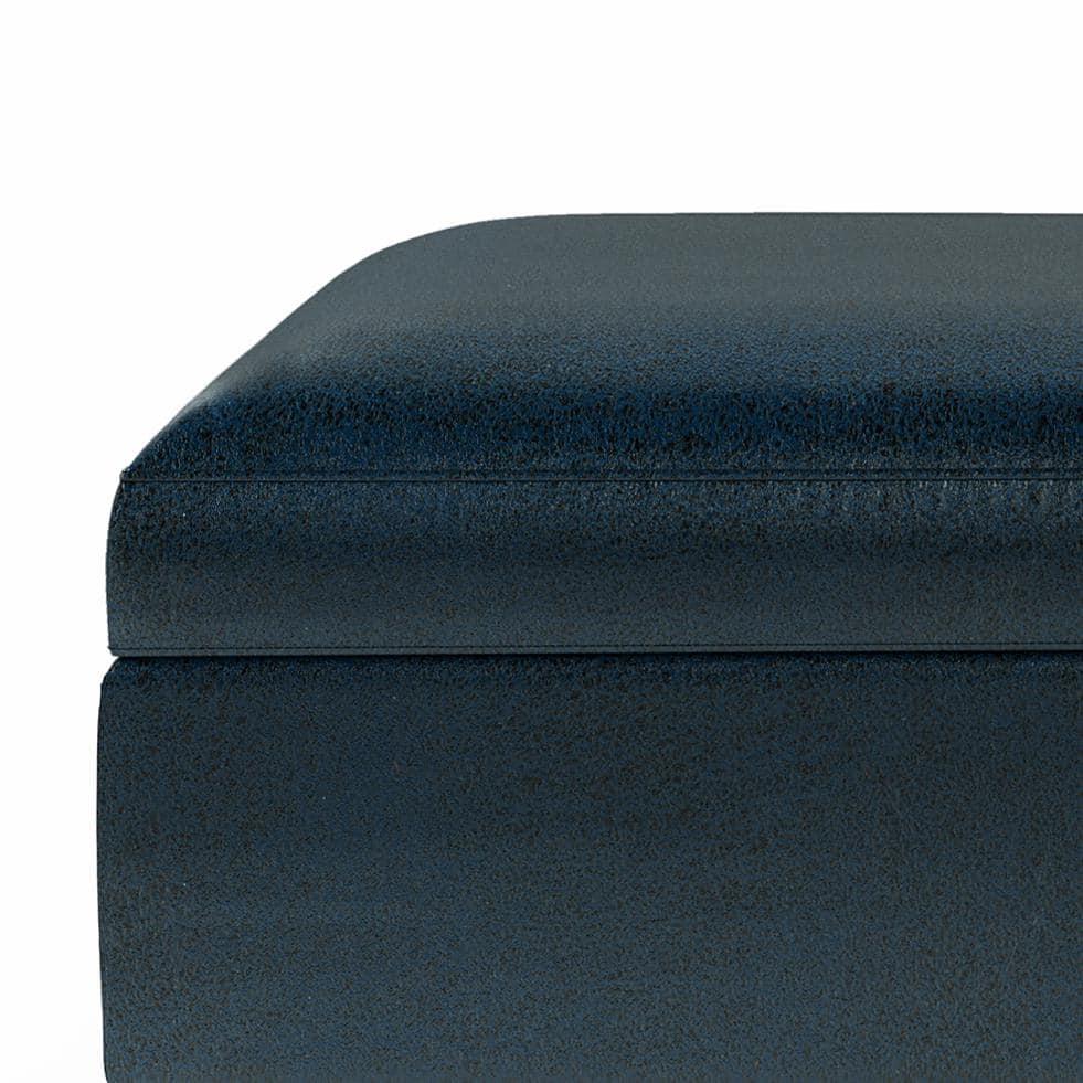 Simpli Home Owen 36" Wd. Small Rectangular Storage Ottoman in Distressed Dark Blue